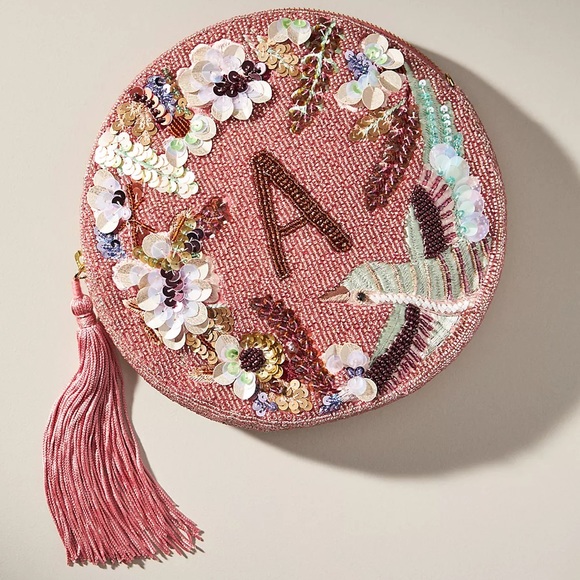 Anthropologie Holiday Monogram Embellished Pouch - Picture 4 of 9